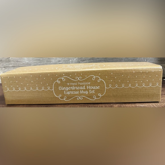 Super Cute Hand Painted Gingerbread Espresso Mug Set of 4 - NEW - Picture 5 of 6